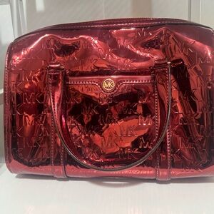 NWOT Michael Kors Medium Duffle Satchel - Cherry With Crossbody Strap